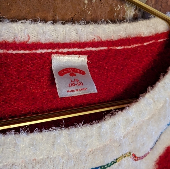 Holiday Time Girls Large Multicolor Cool Gingerbread Girl Pullover‎ Sweater - Picture 7 of 7